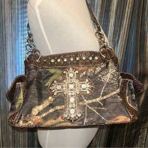 Western Camouflage Purse with Rhinestone Cross